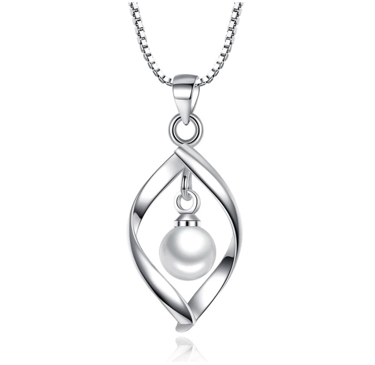 sieraden set ketting met oorbellen 925 zilver met parel