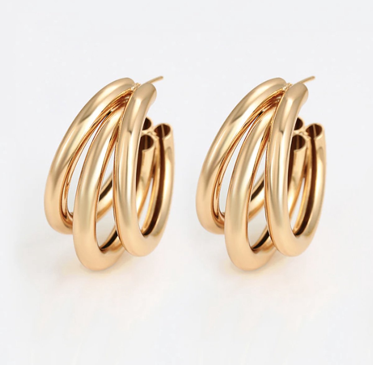 Double earrings - goudkleurige dames oorringen