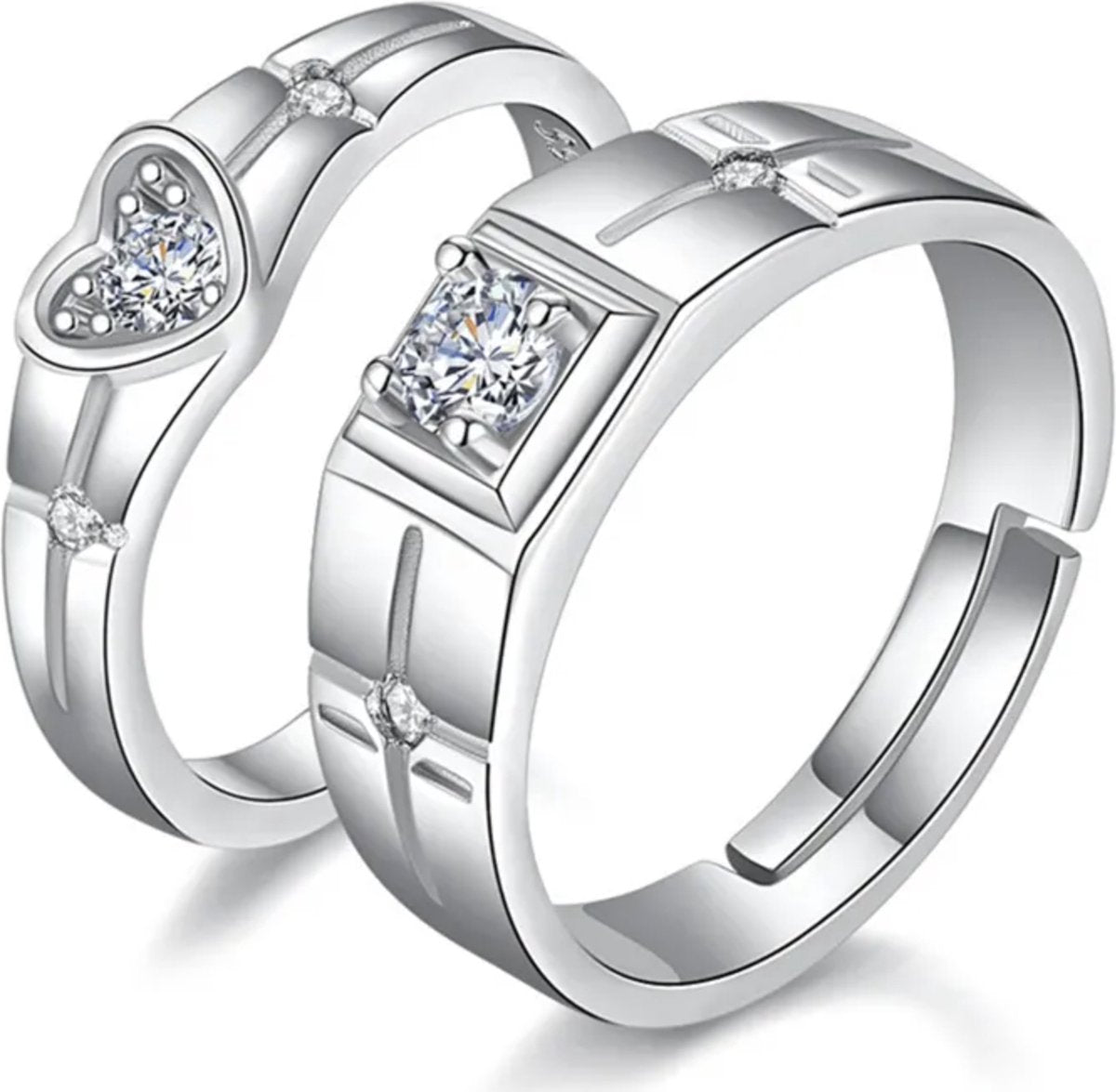 Ringen set dames en heren zilver