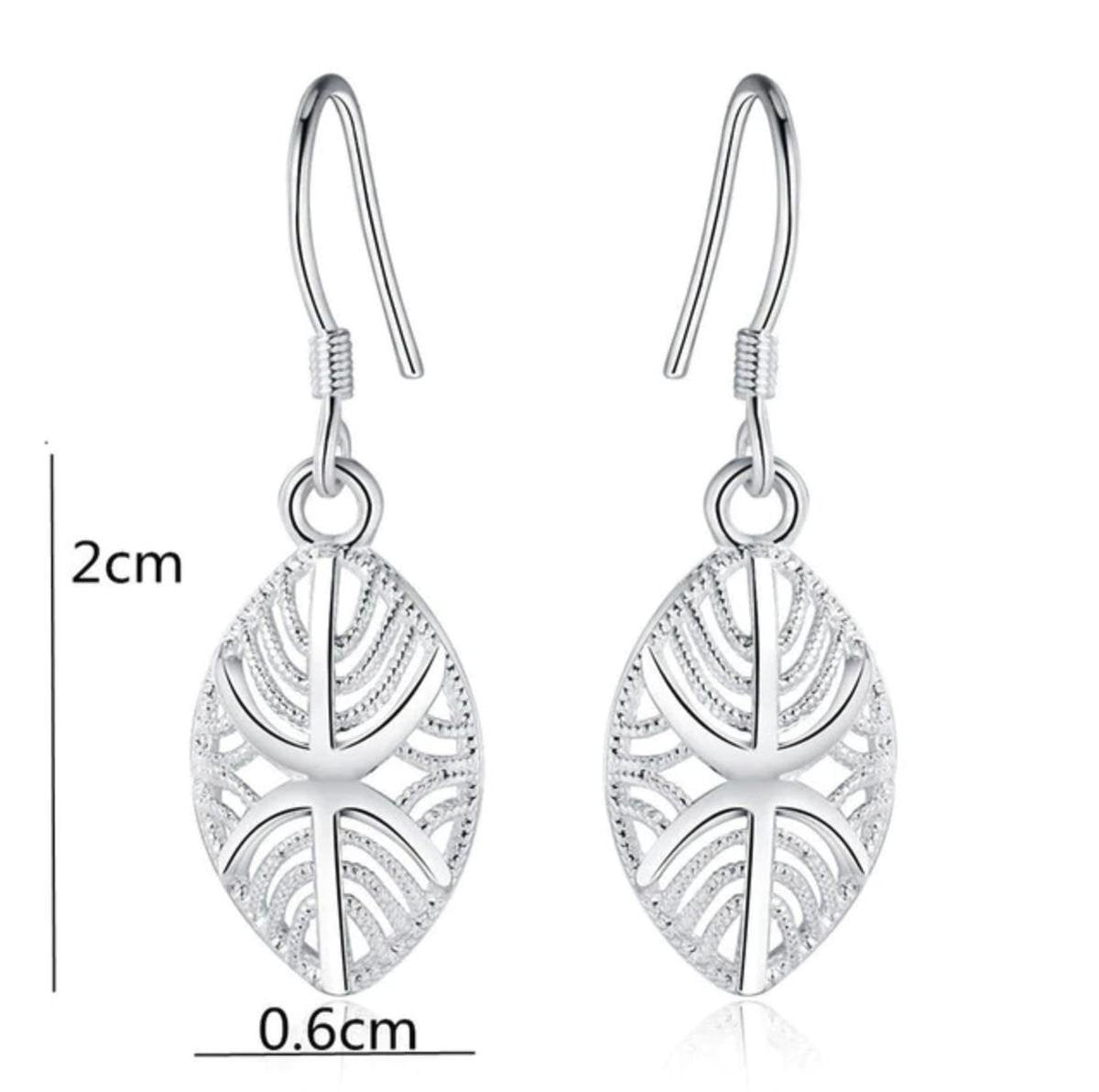 Blad oorbellen, zilver