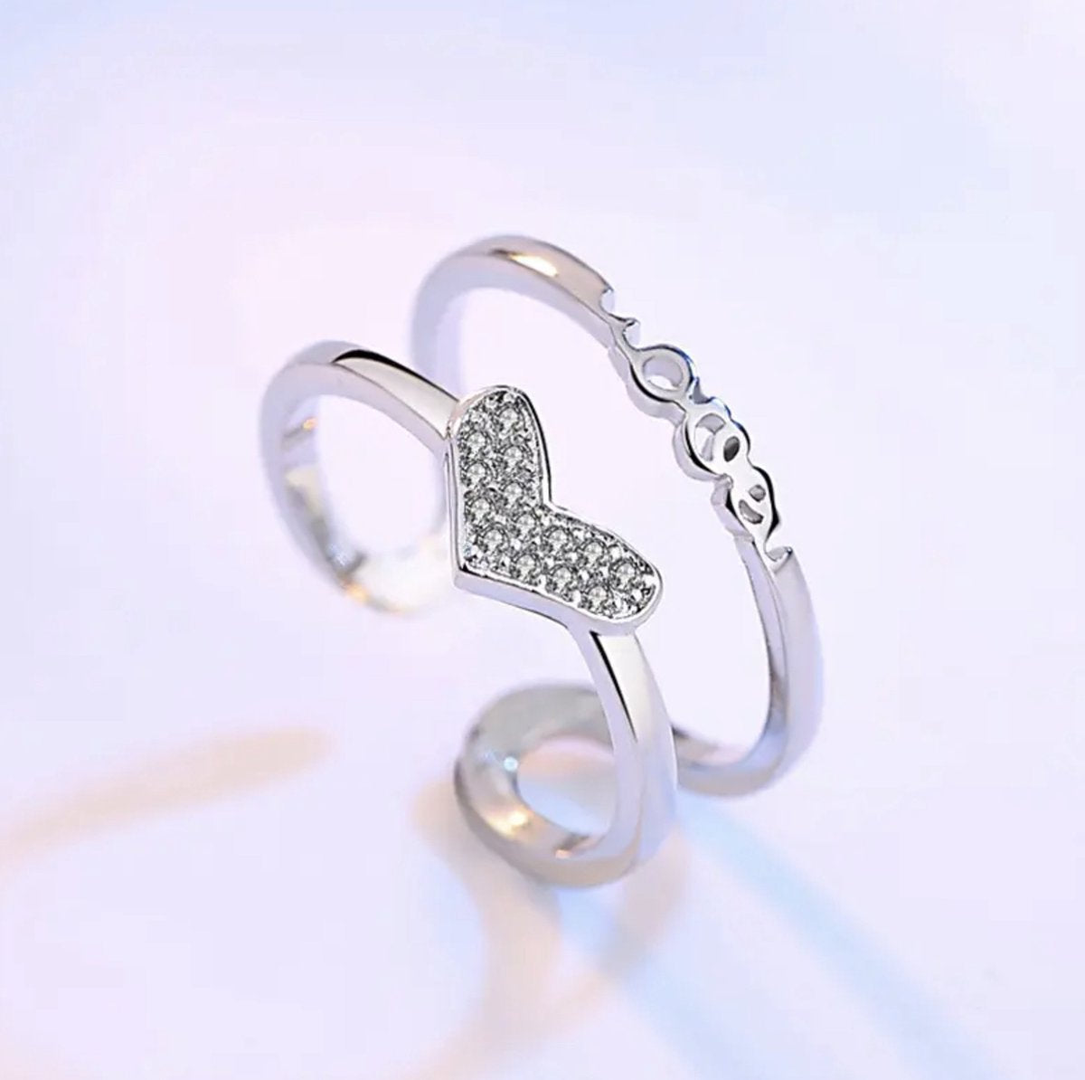 ring met hartje love, zilver