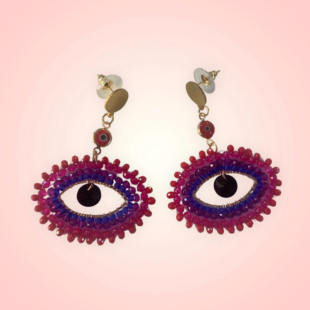 The eye earrings - roze dames oorbellen - Liefs Jade