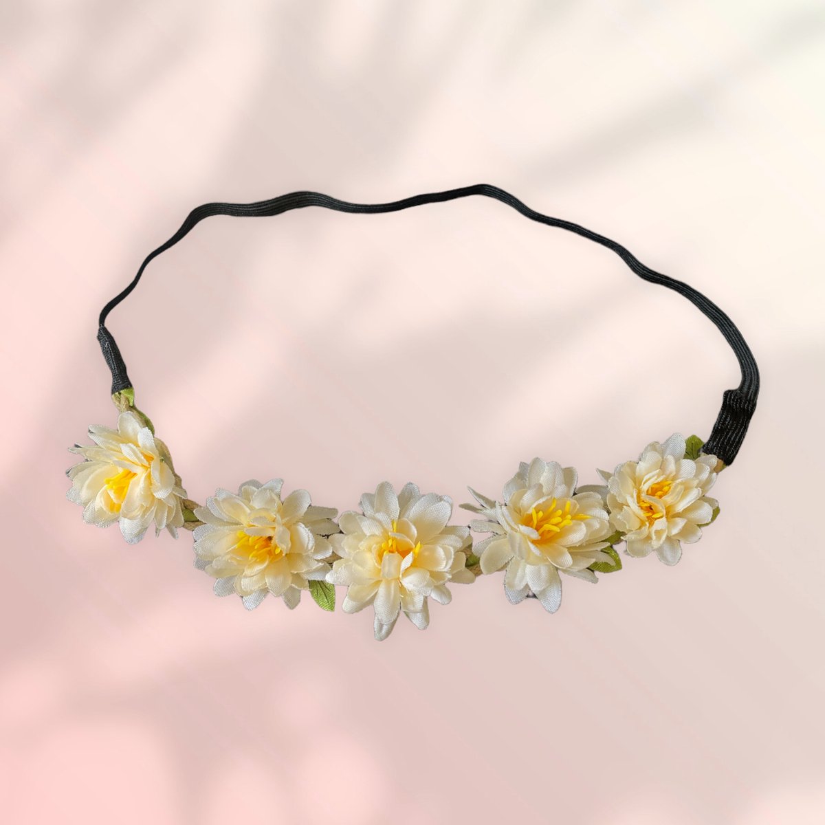 bloemen haardband, geel