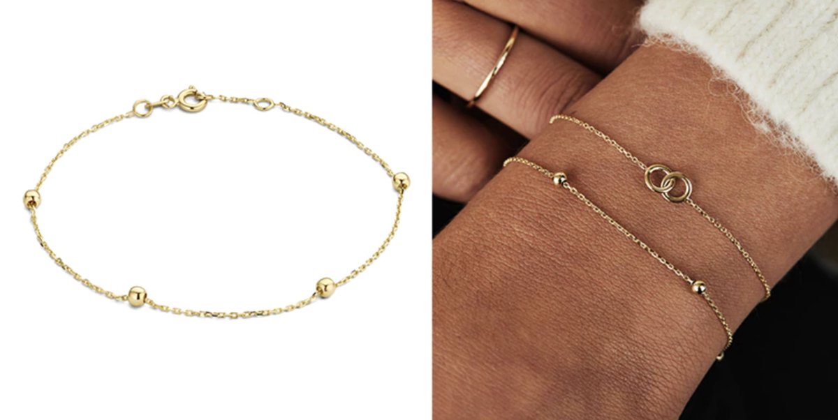 The goldie - dames armband met gouden bolletjes