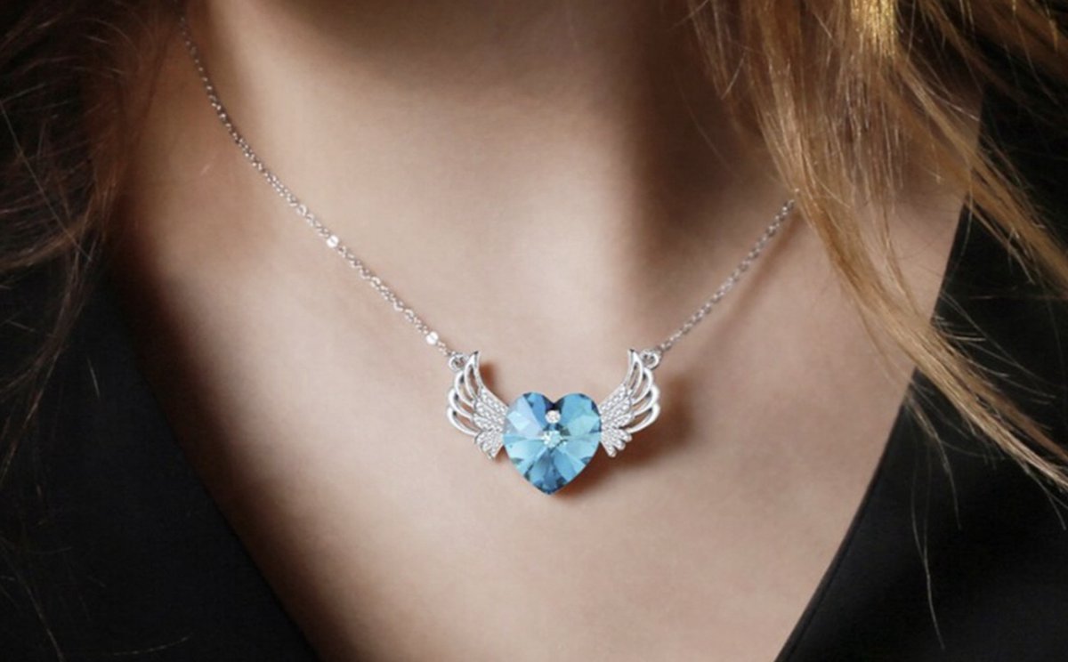 ketting met engel vleugels blauw