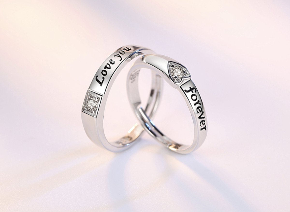 zilveren ring dames en heren set