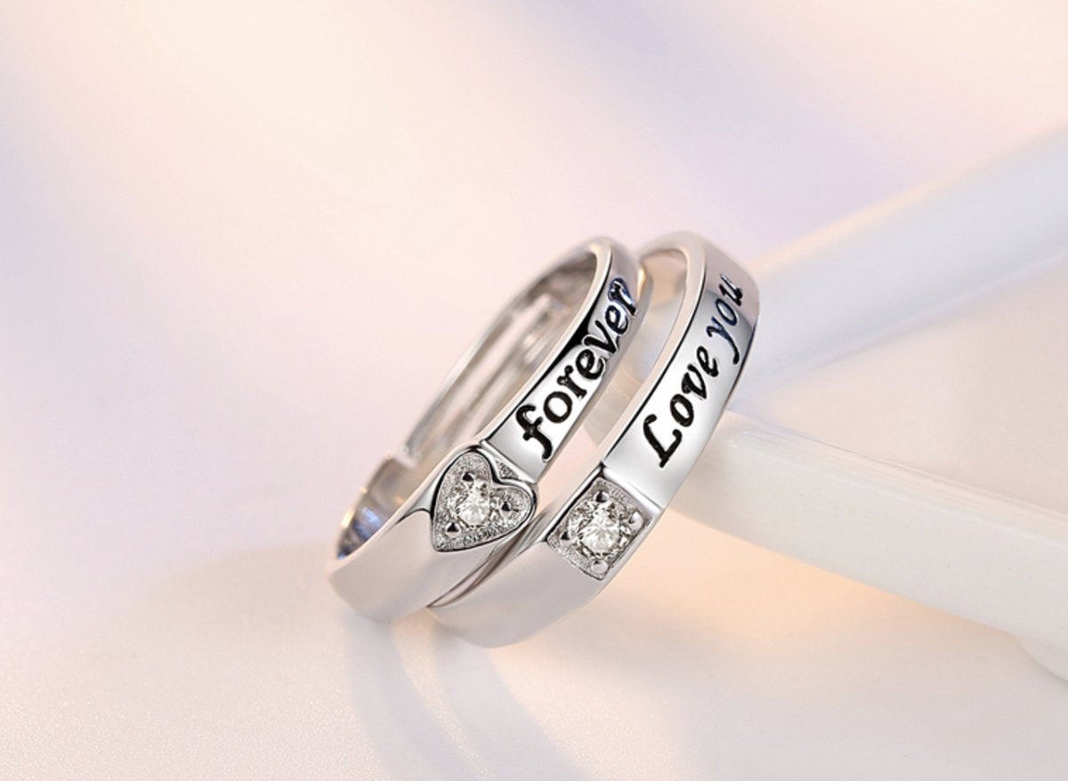 zilveren ring dames en heren set