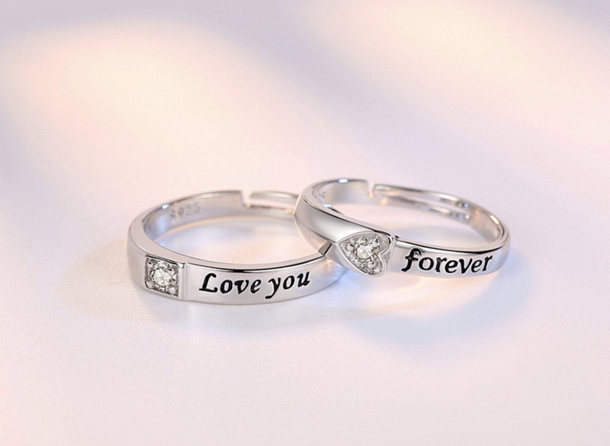 zilveren ring dames en heren set