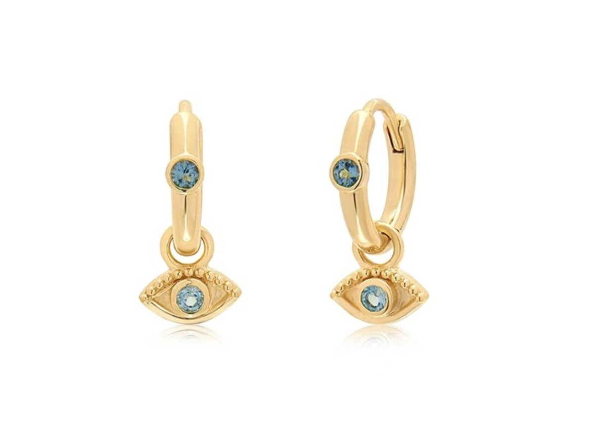 Evil Eye - gold plated oorbellen met blauwe steen - Liefs Jade