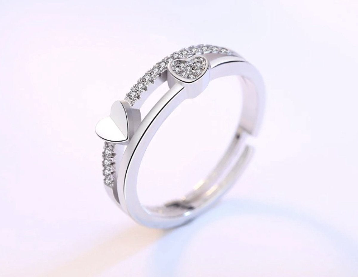 Double heart rings - zilveren dames ring met hartjes - Liefs Jade