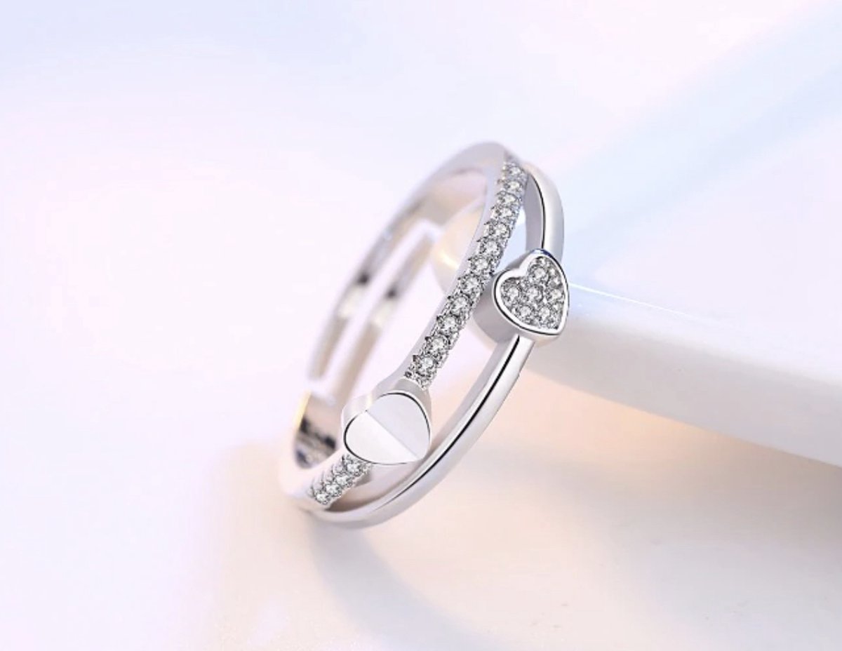 Double heart rings - zilveren dames ring met hartjes - Liefs Jade