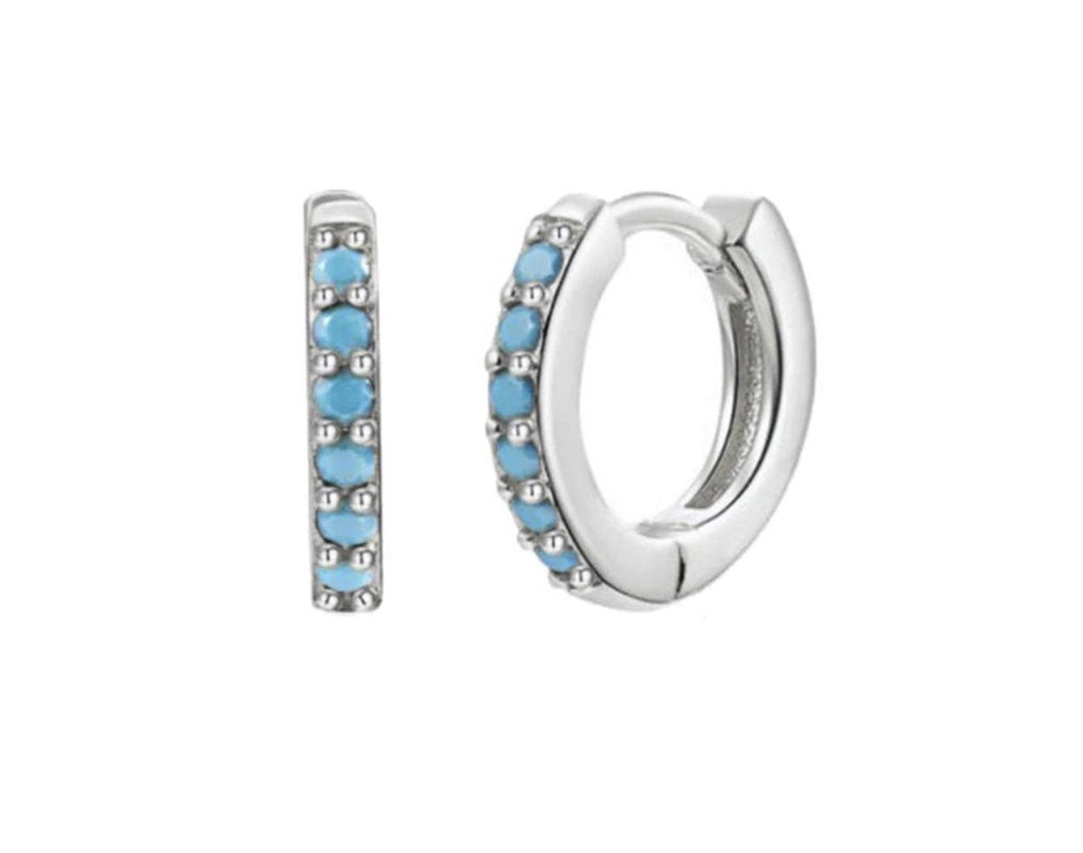 turquoise zirkonia oorbellen zilver