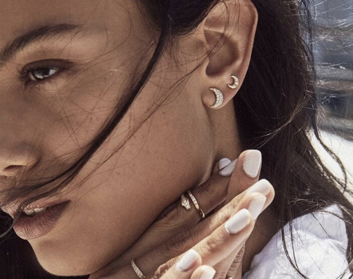 maan oorbellen, goud