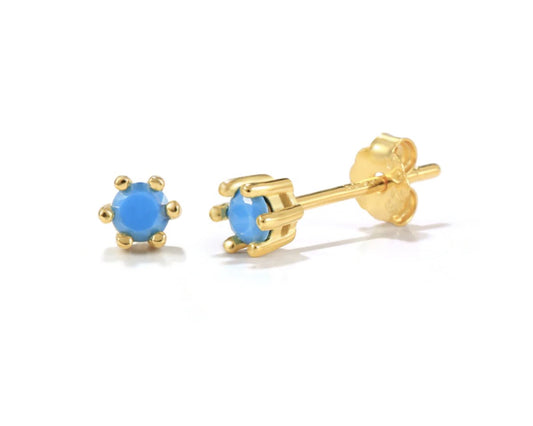 Blue Lagoon earrings - gold plated turquoise dames oorknopjes - Liefs Jade