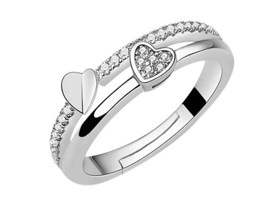 Double heart rings - zilveren dames ring met hartjes - Liefs Jade
