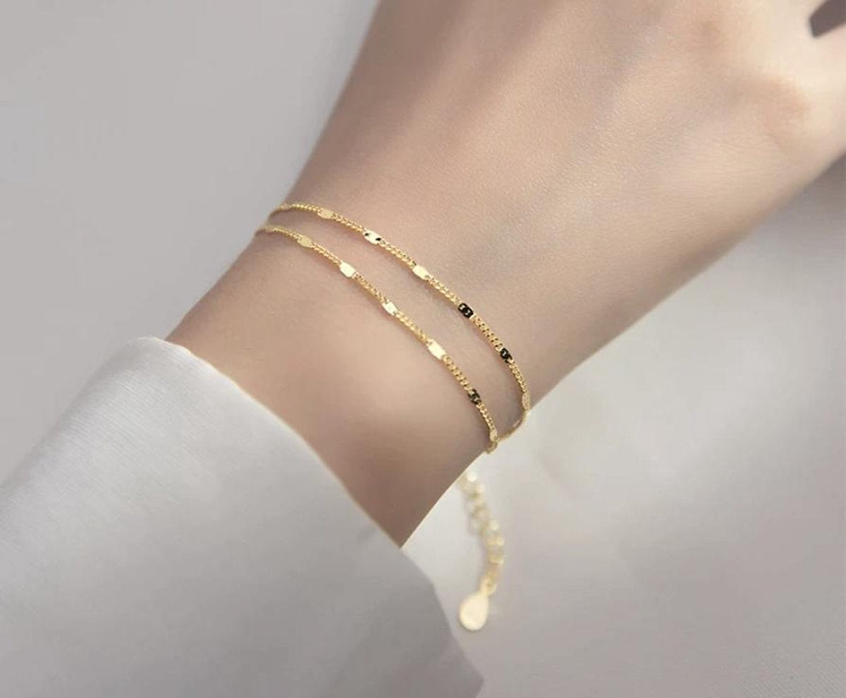 The double bracelet - goudkleurige dames armband 925 zilver - Liefs Jade