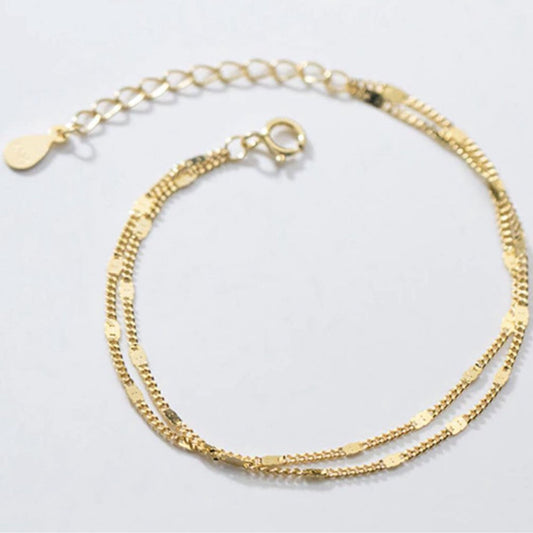 The double bracelet - goudkleurige dames armband 925 zilver - Liefs Jade