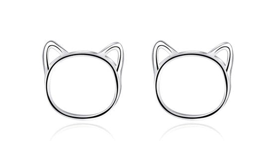 katten oorbellen, zilver