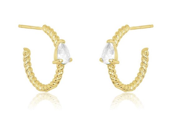 oorringen met zirkonia steen, goud