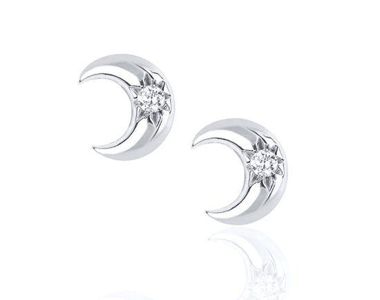 maan oorbellen, zilver