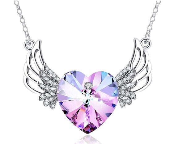 ketting met engel vleugels paars