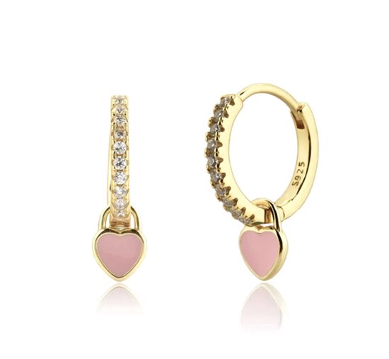 Hartjes oorbellen goud - rose