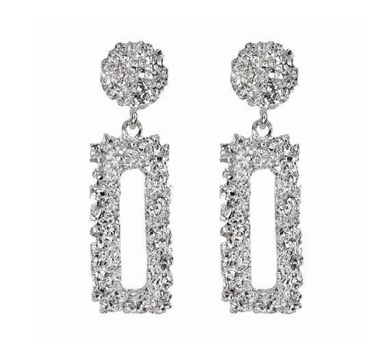 rechthoekige oorbellen, zilver