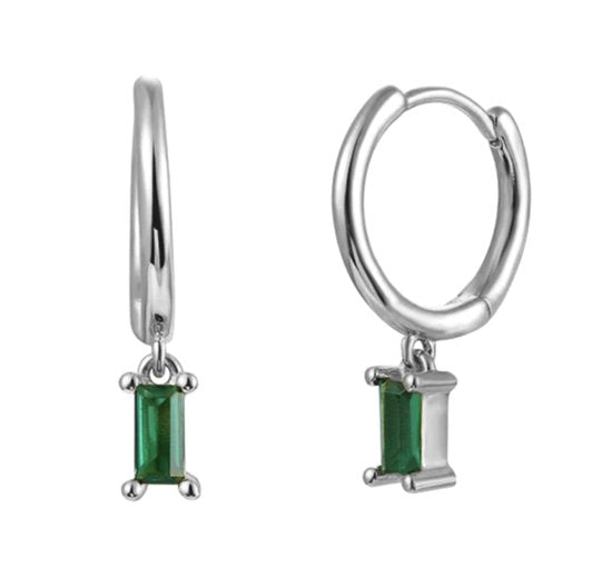 oorbellen zilver met zirkonia hanger groen