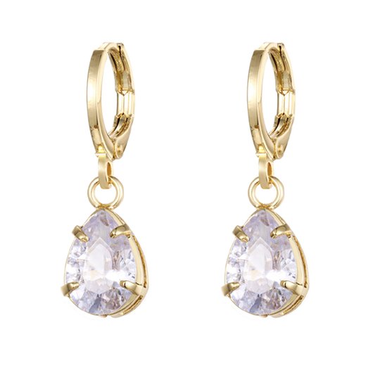 oorhangers goud met zirkonia steen