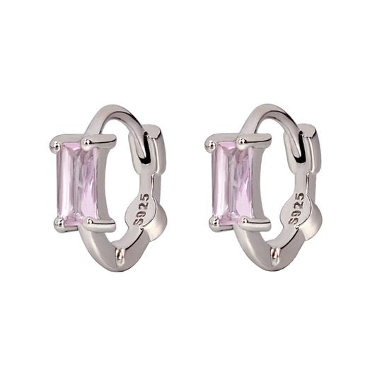 oorbellen met lichtroze steen, zilver