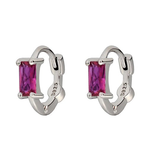 oorbellen met roze steen, zilver