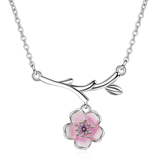 Dames ketting met lotus bloem, zilver