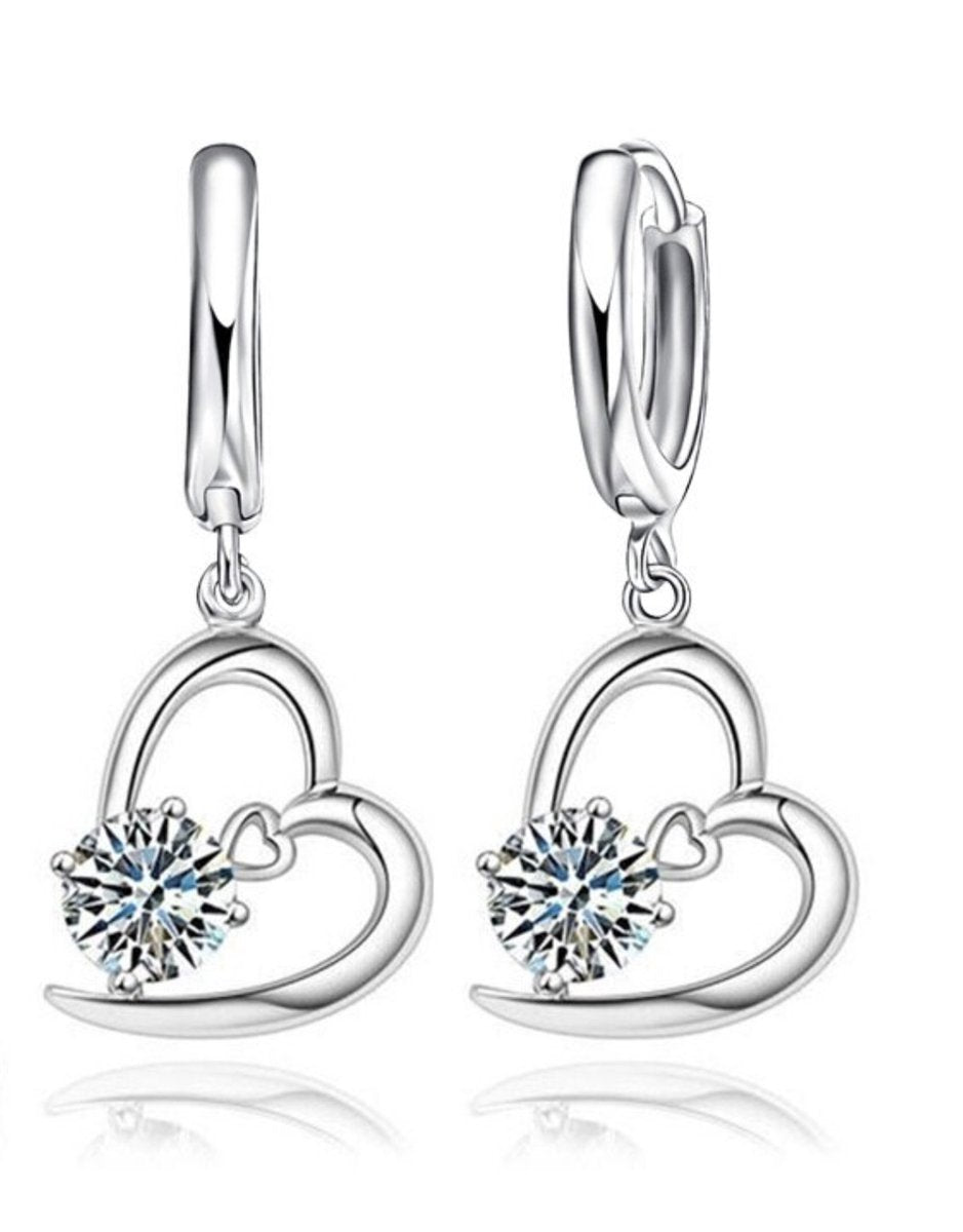 sieraden set ketting met oorbellen 925 zilver met hartjes