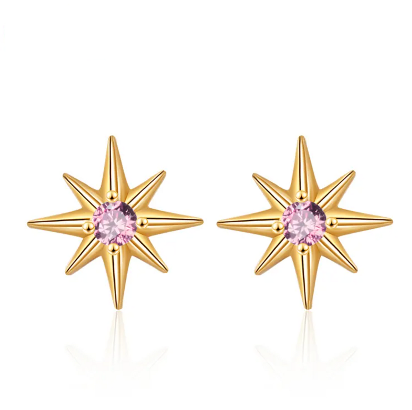 Dames oorbellen - Ster oorbellen - goldplated Zirkonia