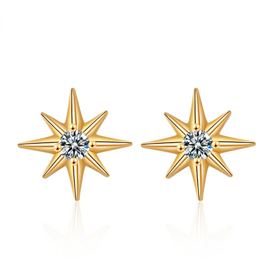 Dames oorbellen - Ster oorbellen - goldplated Zirkonia
