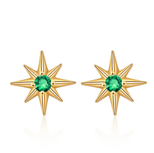 Dames oorbellen - Ster oorbellen - goldplated Zirkonia