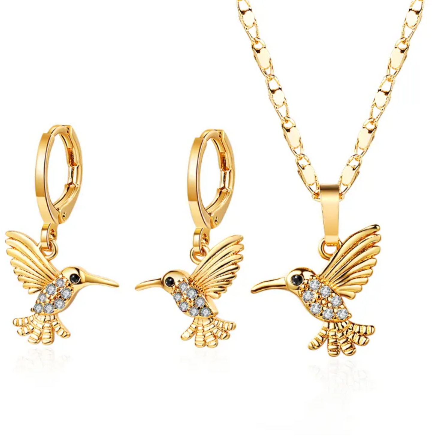 Ketting en oorbellen set - dames sieradenset - vogel ketting en oorbellen
