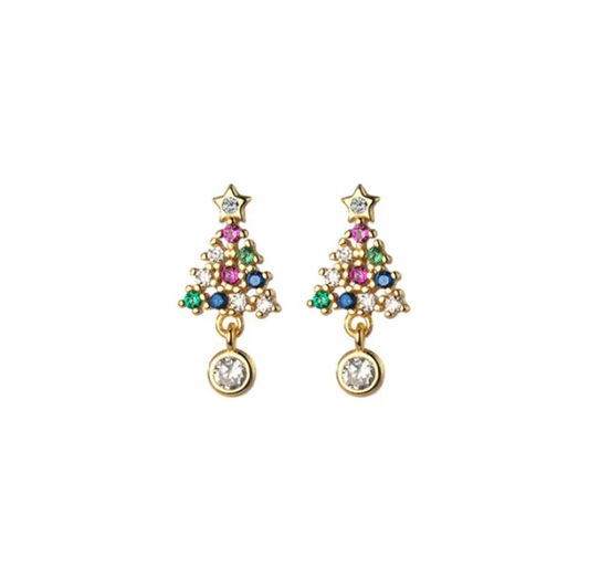 Kerstboom oorbellen - goudkleurige dames oorbellen - Liefs Jade