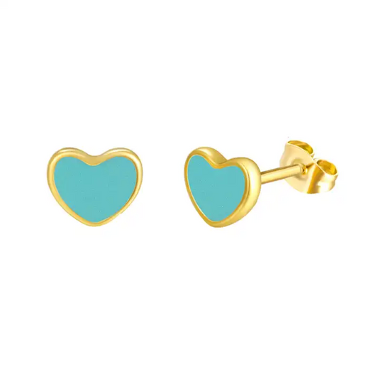 Heart earrings - goudkleurige/groene oorbellen - Liefs Jade