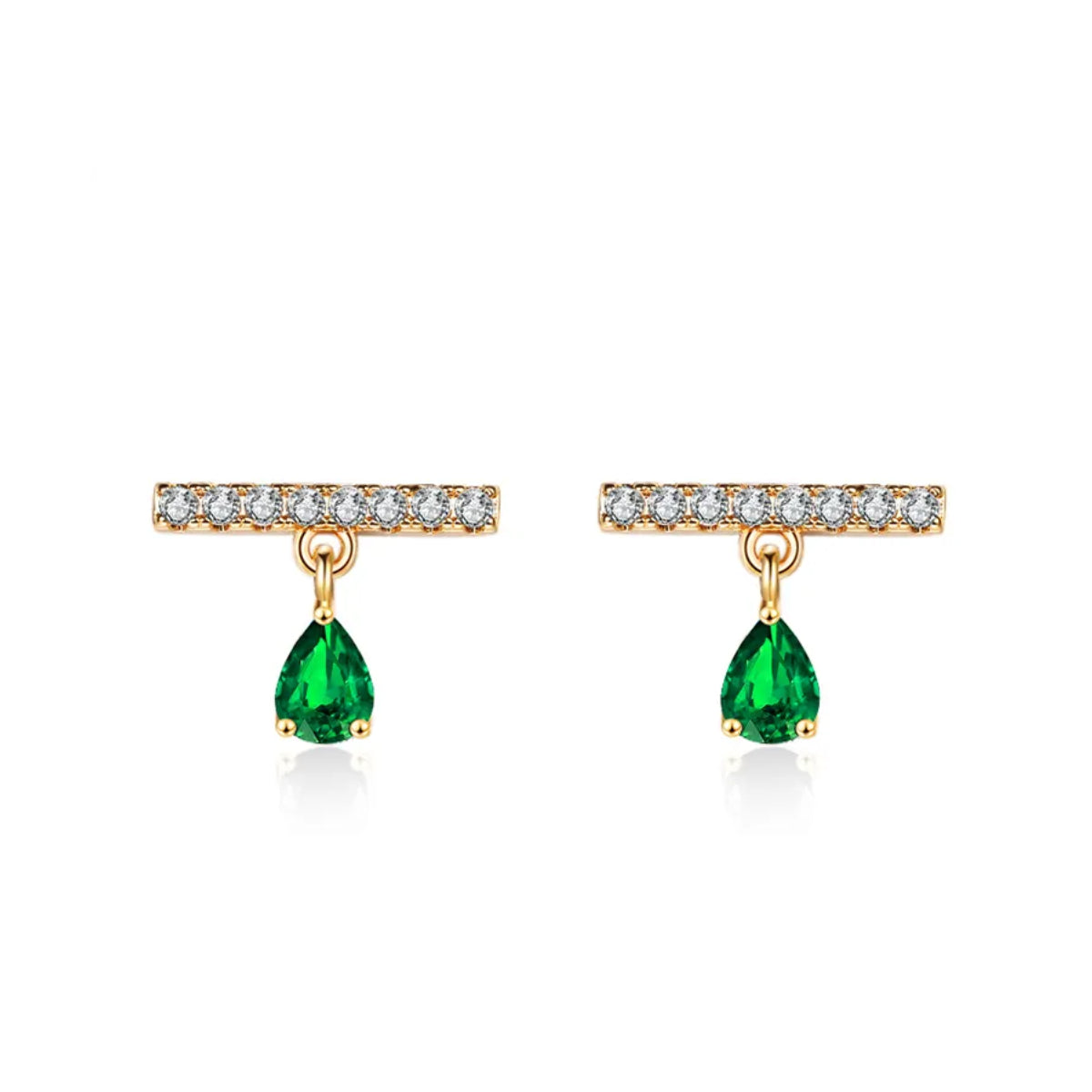 Dames oorbellen – bar oorbellen – gold plated – Zirkonia oorbellen