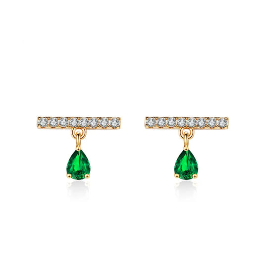 Dames oorbellen – bar oorbellen – gold plated – Zirkonia oorbellen