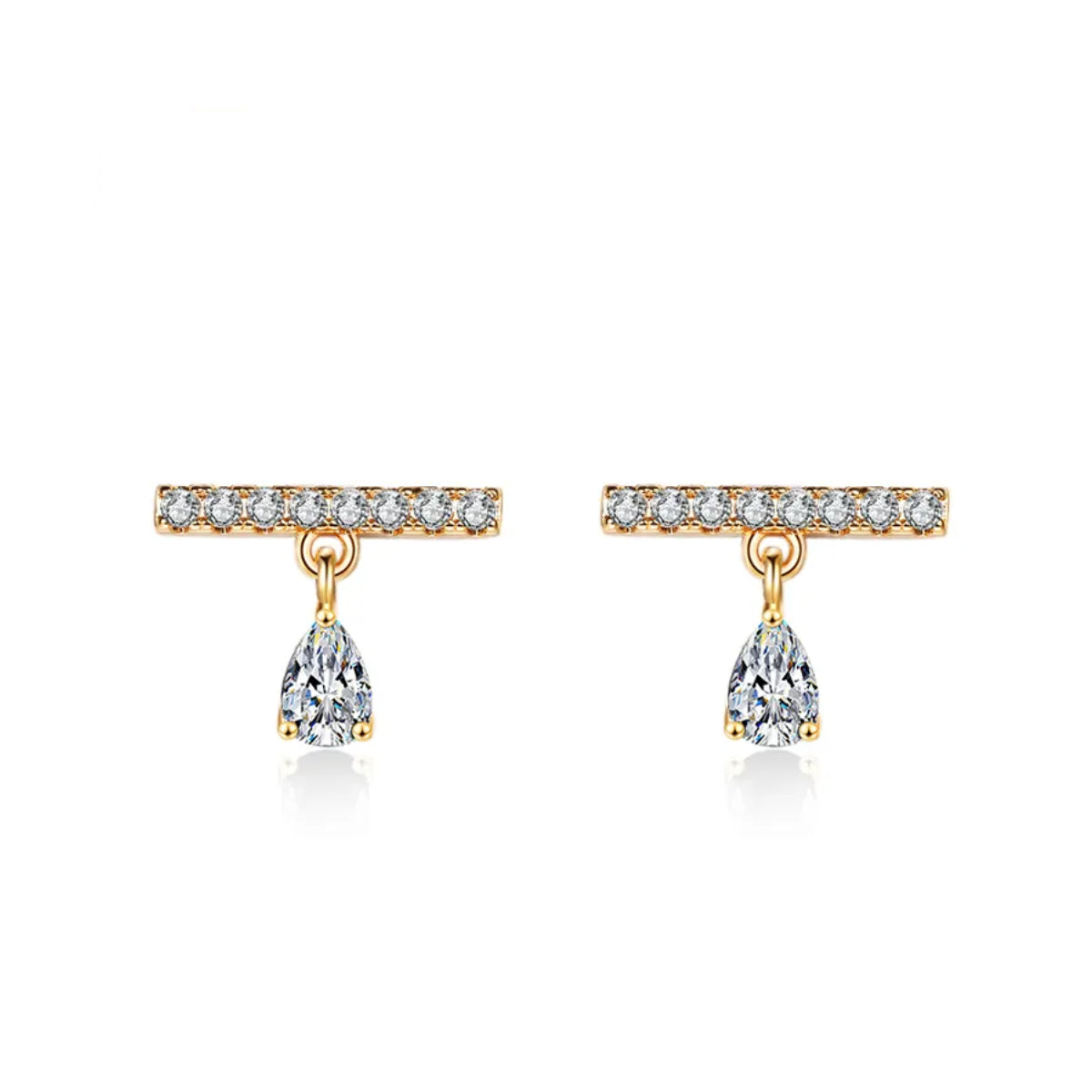Dames oorbellen – bar oorbellen – gold plated – Zirkonia oorbellen
