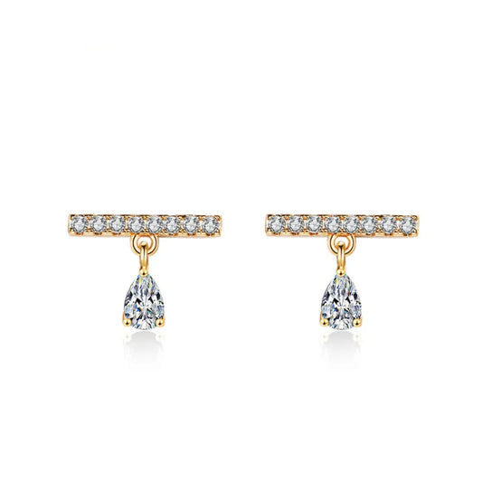 Dames oorbellen – bar oorbellen – gold plated – Zirkonia oorbellen