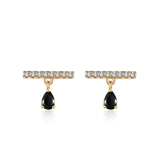 Dames oorbellen – bar oorbellen – gold plated – Zirkonia oorbellen