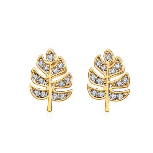 Dames oorbellen – Zirkonia oorbellen – Blad oorbellen