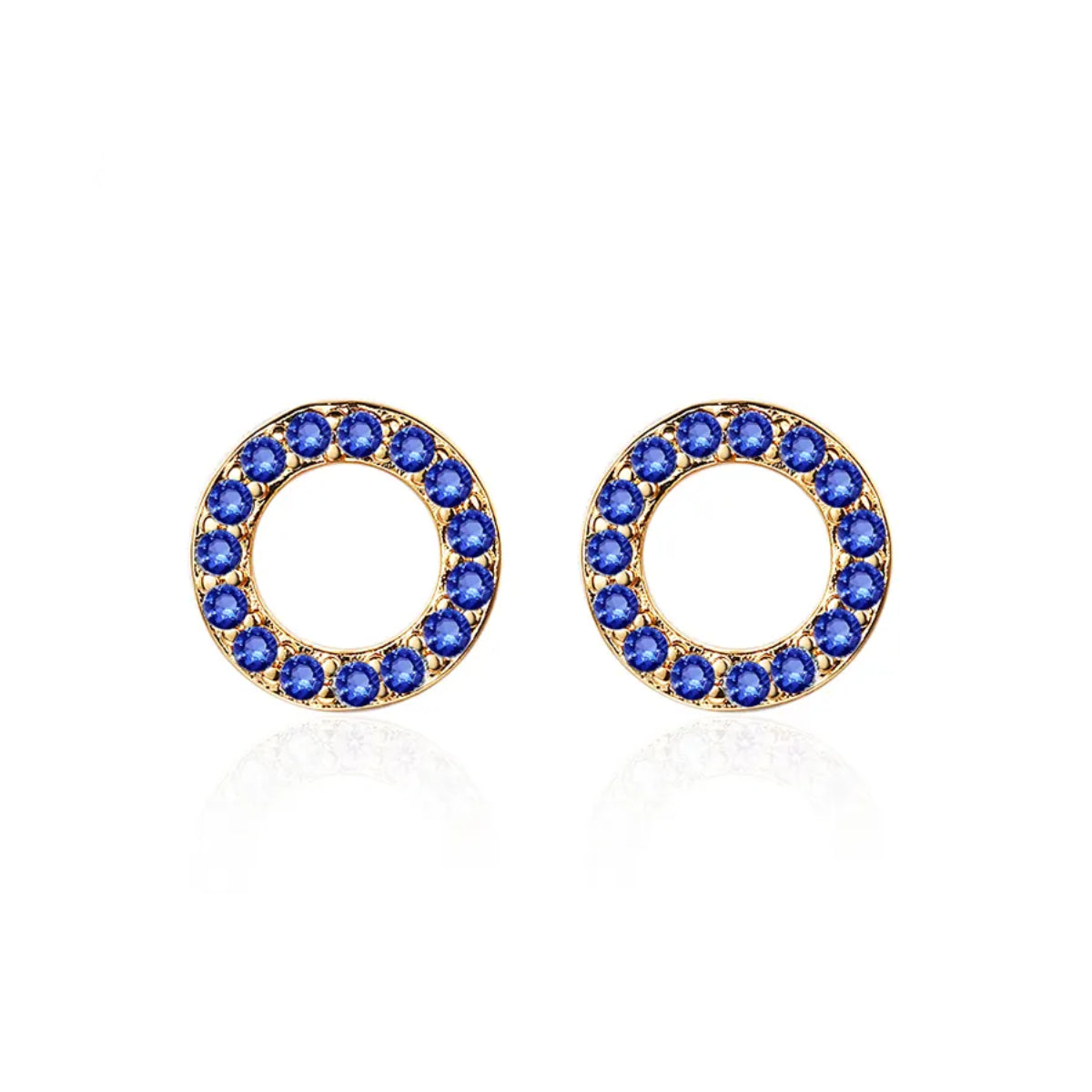 Dames oorbellen – Zirkonia oorbellen blauw – rondje oorbel