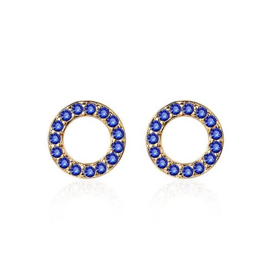 Dames oorbellen – Zirkonia oorbellen blauw – rondje oorbel
