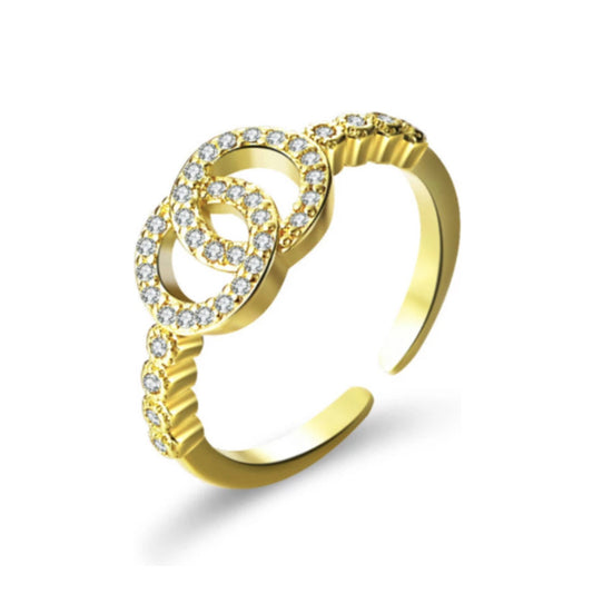 ring met steentjes, goud