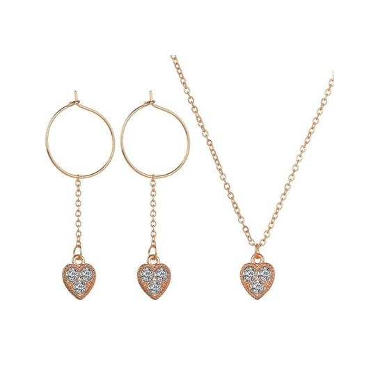 sieraden setje met hartje oorbellen en ketting, goud
