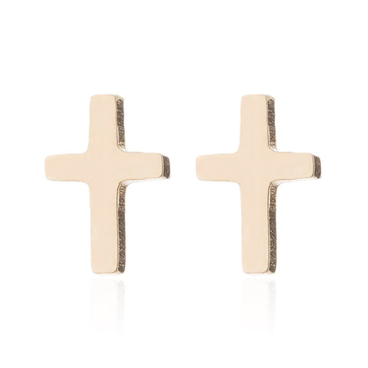Kruis oorbellen stainless steel, goud